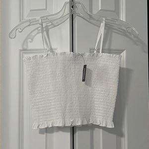 Express White Shirred Top‎ Size XS